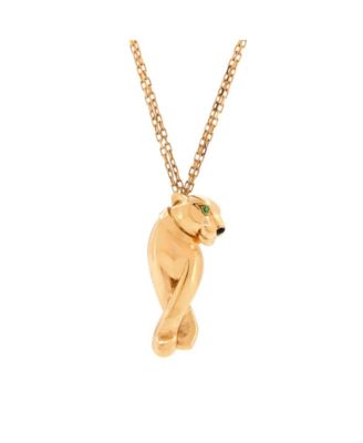  Panthere de Cartier Pendant Necklace 18K Gold with Tsavorite and Onyx, 17.75"