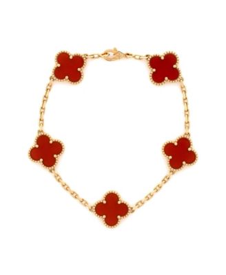  Vintage Alhambra 5 Motifs Bracelet 18K Gold and Carnelian