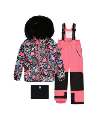  Girls' Zebra Play Jacket & Reinforced Pants Two Piece Snowsuit - Little Kid