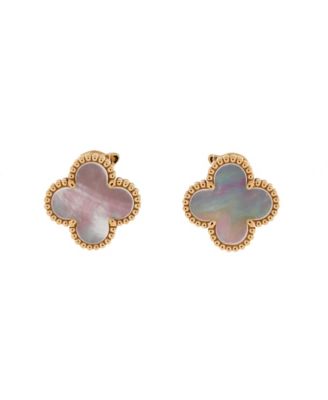  Vintage Alhambra Earrings 18K Gold and Mother of Pearl
