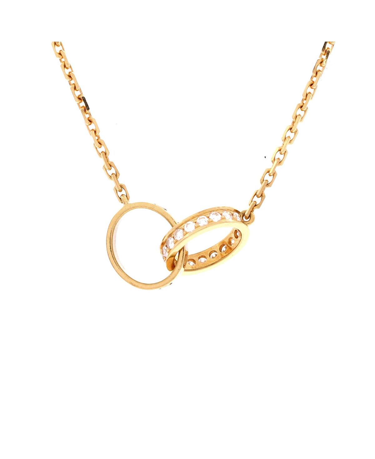 Pre-Owned Cartier Love Interlocking Necklace 18K Gold and Diamonds