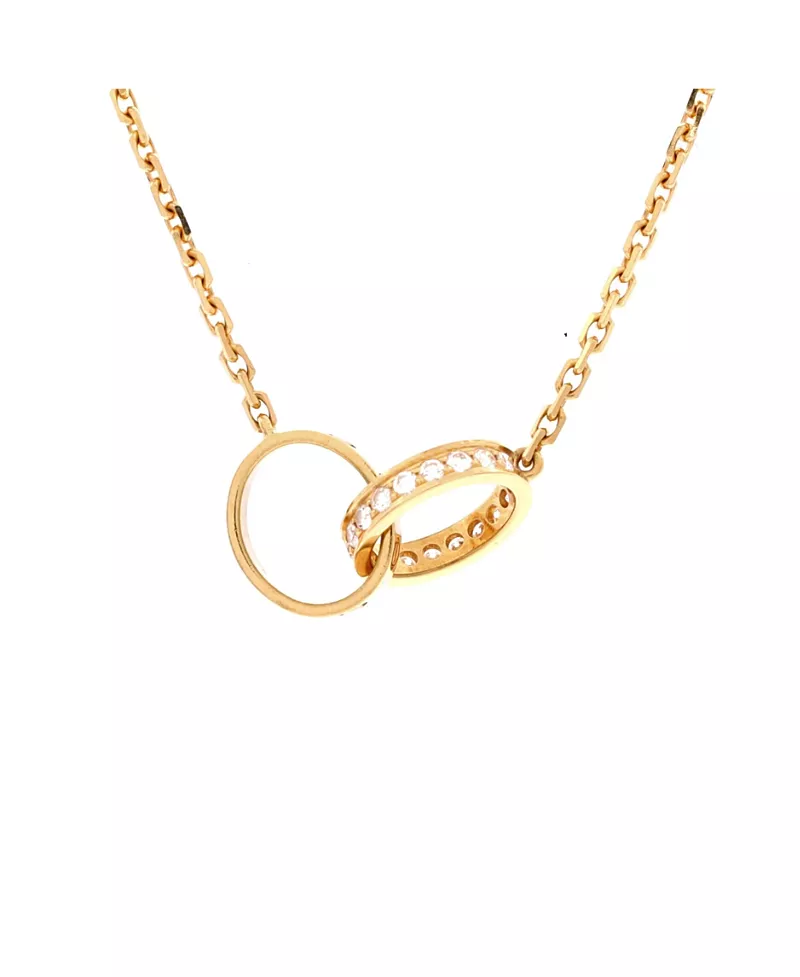 Pre-Owned Cartier Love Interlocking Necklace 18K Gold and Diamonds