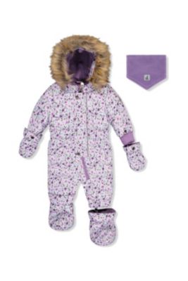  Mini Flowers Original One Piece Puffy Snowsuit with Removable Mittens and Boots - Little Kid