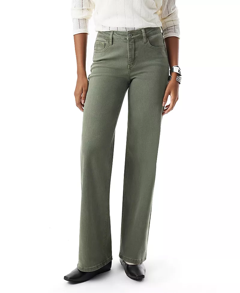 Bayeas Mid Rise Wide Leg Denim Jeans Stretch Comfortable in Initia