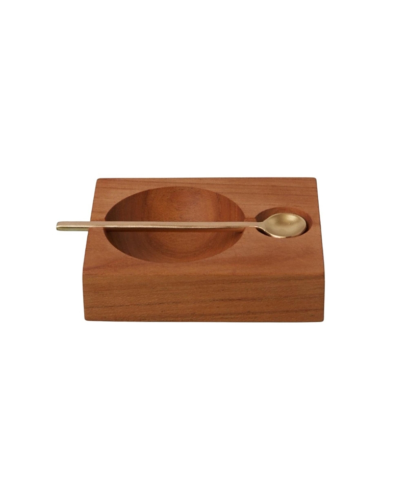 Be Home Teak Plank Spice Cellar with Gold Spoon