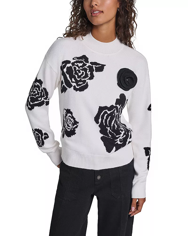 Karl Lagerfeld Paris Rose Crewneck Sweater