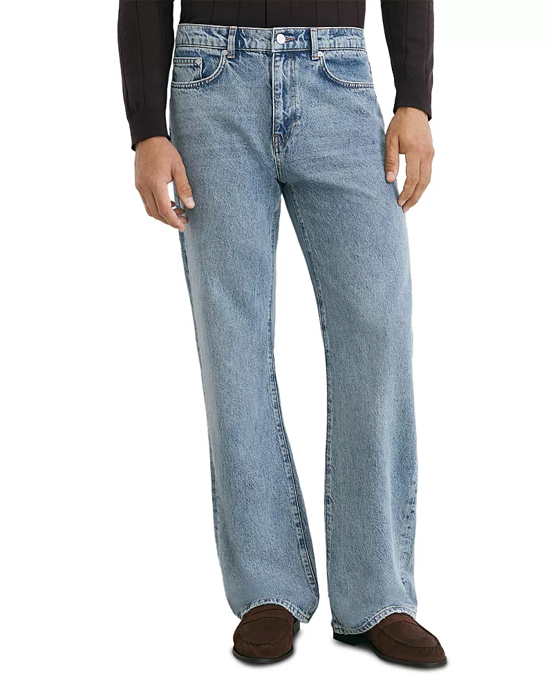 Reiss Styles Cotton Light Stone Flared Leg 32.3 Jeans in Light Stone