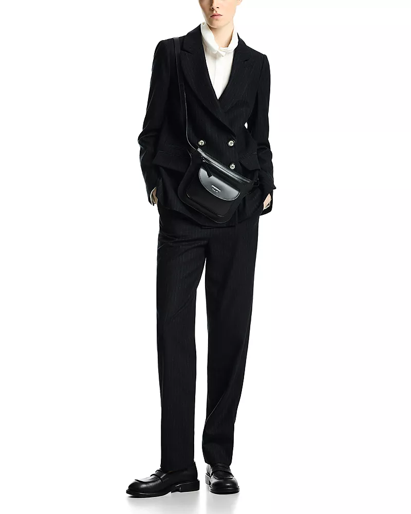 Emporio Armani Slim Fit Pinstripe Wool Blend Trousers