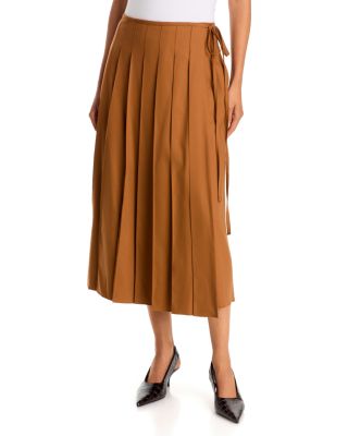Pleated Panel Wrap Skirt