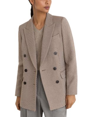 Petite Aubrey Textured Double Breasted Blazer