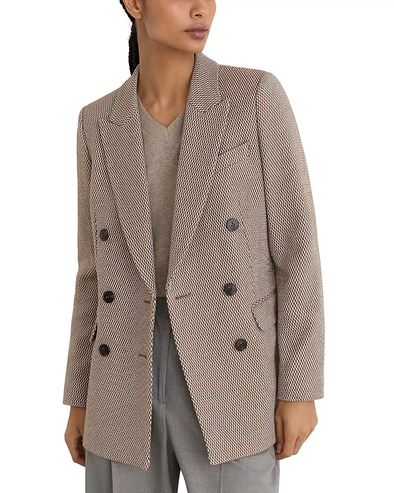Reiss Petite Aubrey Textured Double Breasted Blazer