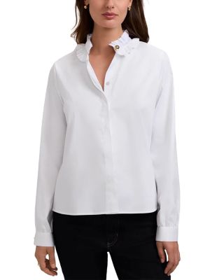 Colette Ruffle Trim Sateen Blouse