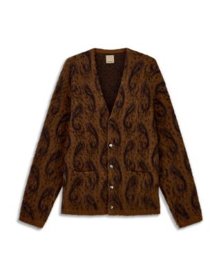 Oversized Fit Jacquard Wool Blend Cardigan