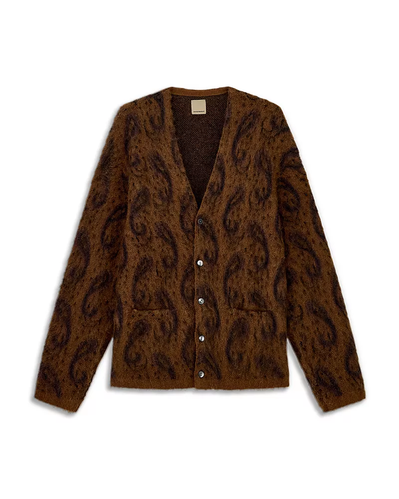 Emporio Armani Oversized Fit Jacquard Wool Blend Cardigan