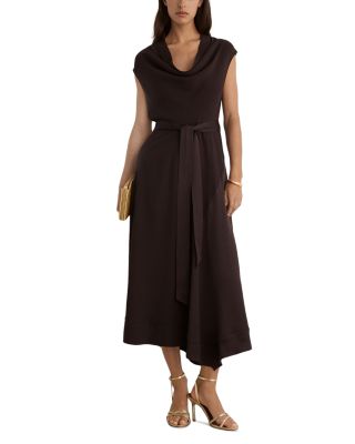 Justine Cowl Neck Sash Waist Midi Dress