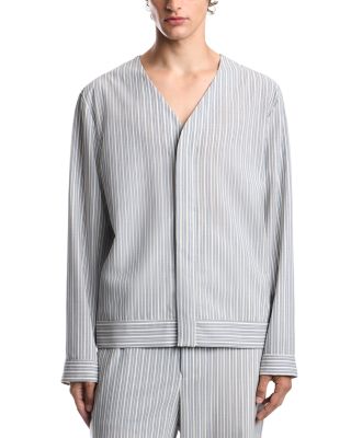 Wool Blend Stripe Blouson Shirt
