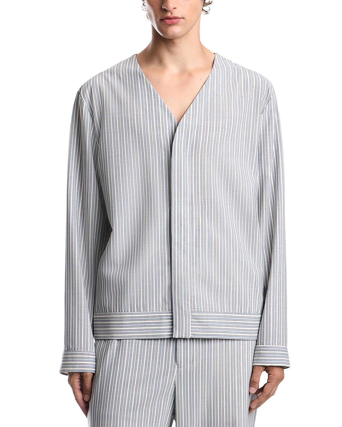 Emporio Armani Wool Blend Stripe Blouson Shirt