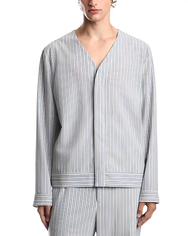 Emporio Armani Wool Blend Stripe Blouson Shirt