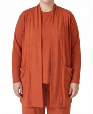 Universal Standard Women's Plus Travelknit Minimalist Cardigan In Warm Russet