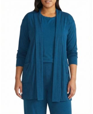Universal Standard Women's Plus Travelknit Minimalist Cardigan In Blue Teal