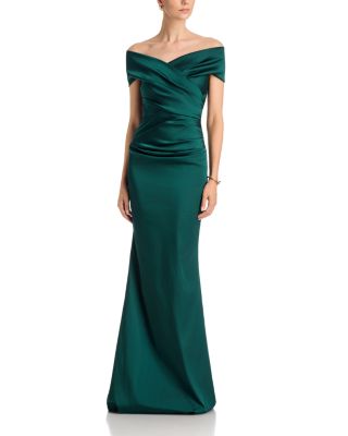 Satin Stretch Off The Shoulder Gown