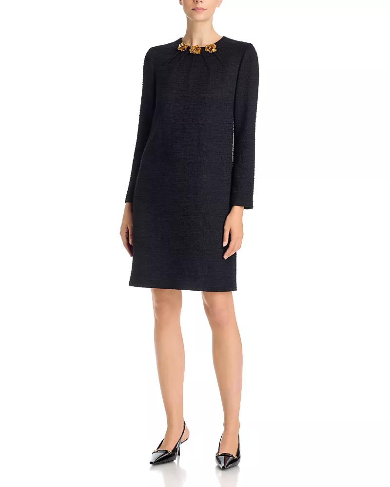 Teri Jon by Rickie Freeman Flower Hardware Tweed Dress
