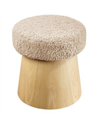 Modway Ketra Round Faux Shearling Ottoman Footstool