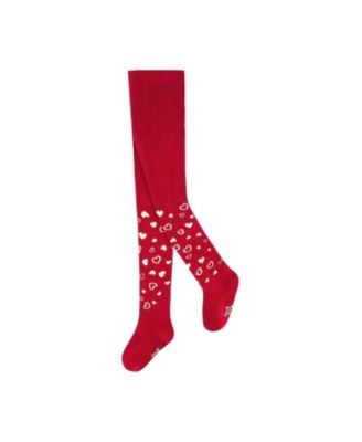 Girls' Heart Detail Ribbed Waistband Knit Tights - Baby, Little Kid, Big Kid