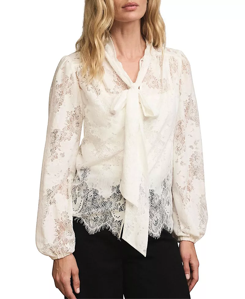 Mint Velvet Women's Lace Pussybow Blouse