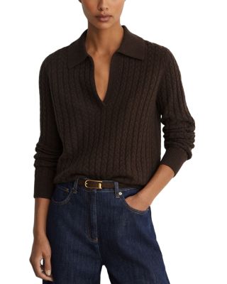 Millie Wool & Cashmere Cable Knit Polo Sweater