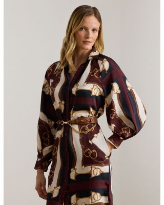 Equestrian Print Twill Midi Shirt Dress - thumbnail 2