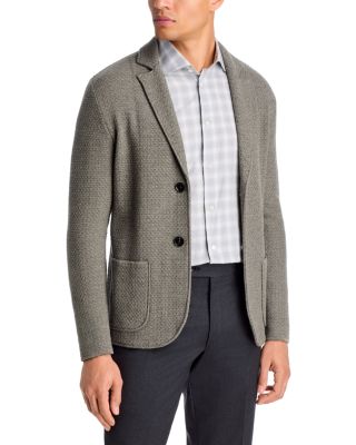 Wool Basketweave Slim Fit Sweater Jacket