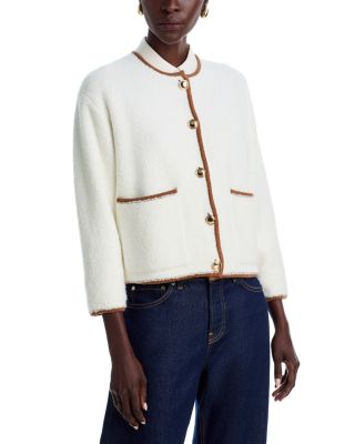 Boucl&eacute; Crewneck Cardigan