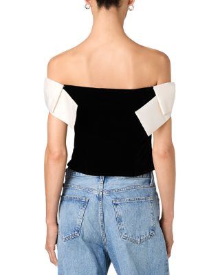 Carey Velvet Bow Trim Top - thumbnail 3