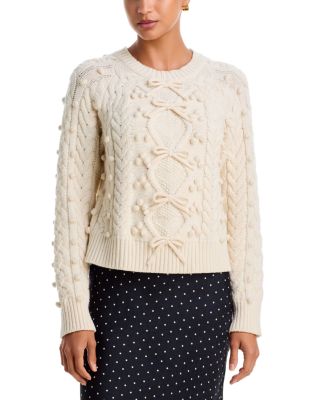 Mavelle Merino Wool & Cashmere Bow Detail Sweater