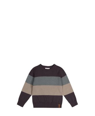 Boys' Colorblock Knit Ribbed Cuffs Crew Neck Sweater - Little Kid