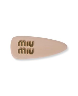 Miu Miu Patent Leather Hair Clip, 2.36 In Powder Pink