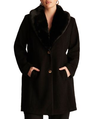 Plus Albany Faux Fur Collar Coat