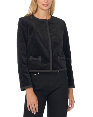 Collarless Bow Trim Jacket 