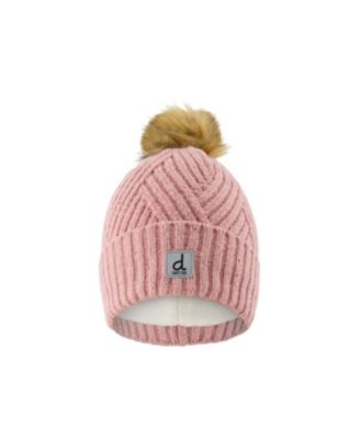  Girls' Chevron Fleece Lined Fleece Pompom Winter Knit Hat - Little Kid, Big Kid