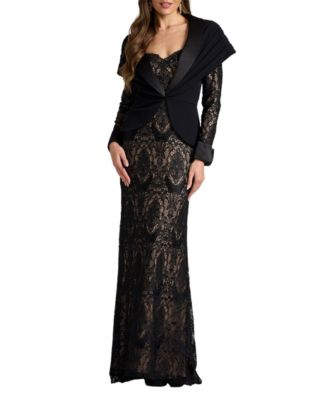 Tadashi Shoji Carlotta Lace Two-Piece Illusion Gown
