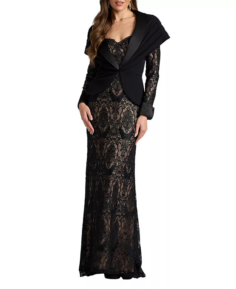 Tadashi Shoji Carlotta Lace Two-Piece Illusion Gown