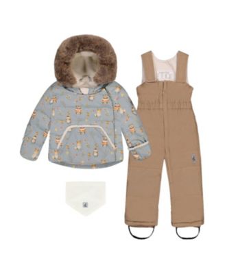 Boys' Woodland Creatures Two Piece Coat Pants & Neckwarmer Snowsuit - Little Kid