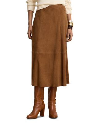 Paneled Suede Midi Skirt