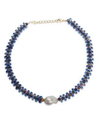 New Wave Baroque Pearl Beaded Necklace, 13.6-15"