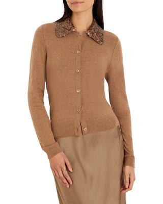 Sequin Collar Cardigan