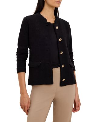 Trimmed Weave Mixed Knit Jacket