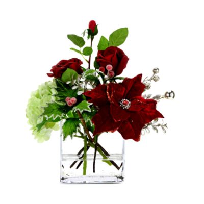 Rose, Hydrangea & Poinsettia Floral Arrangement