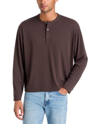 Cotton Crewneck Henley Shirt