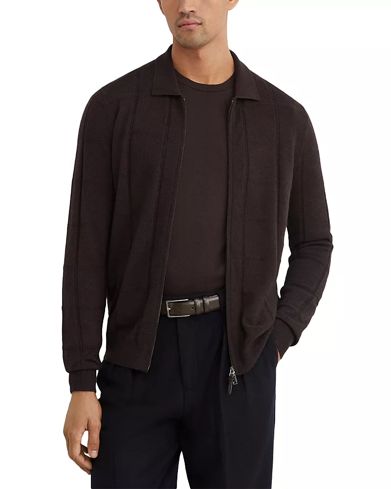 Reiss Martindale Wool Long Sleeve Zip Cardigan
